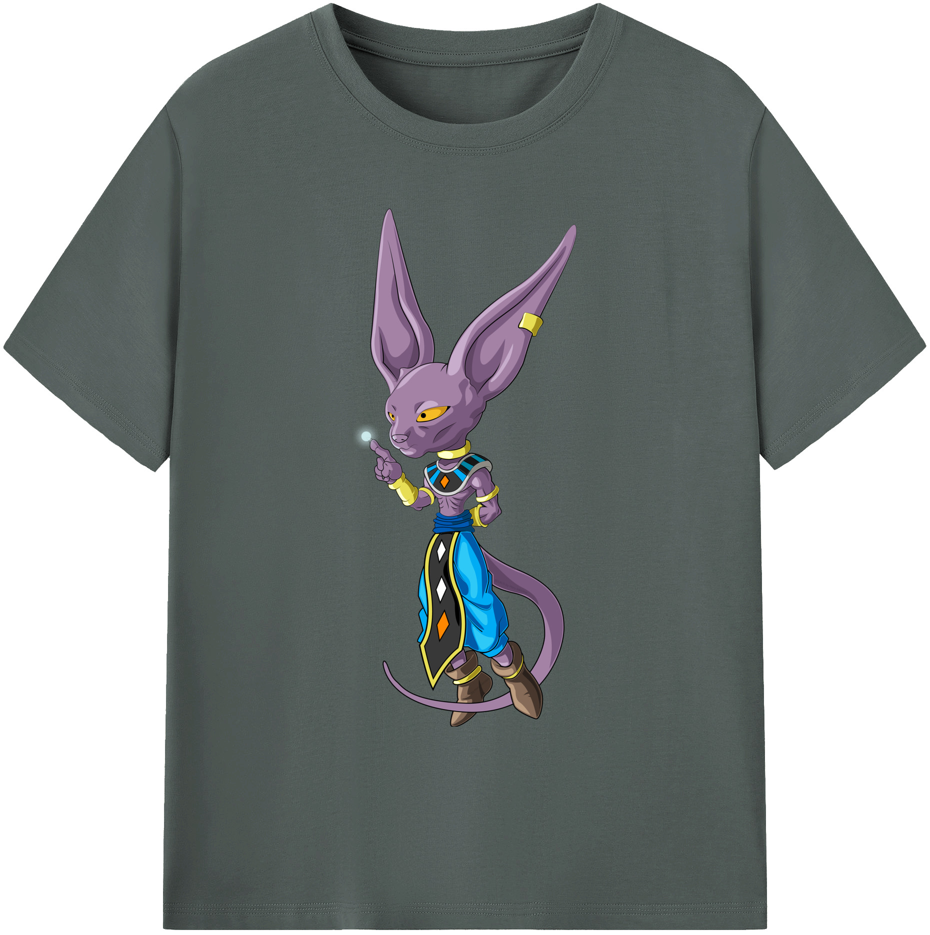 （画像用） ドラゴンボール ビルス 破壊神ビルス DRAGON BALL Beerus Birusu 綿100％ メンズ半袖Tシャツ｜肌触りやわらか＆通気性